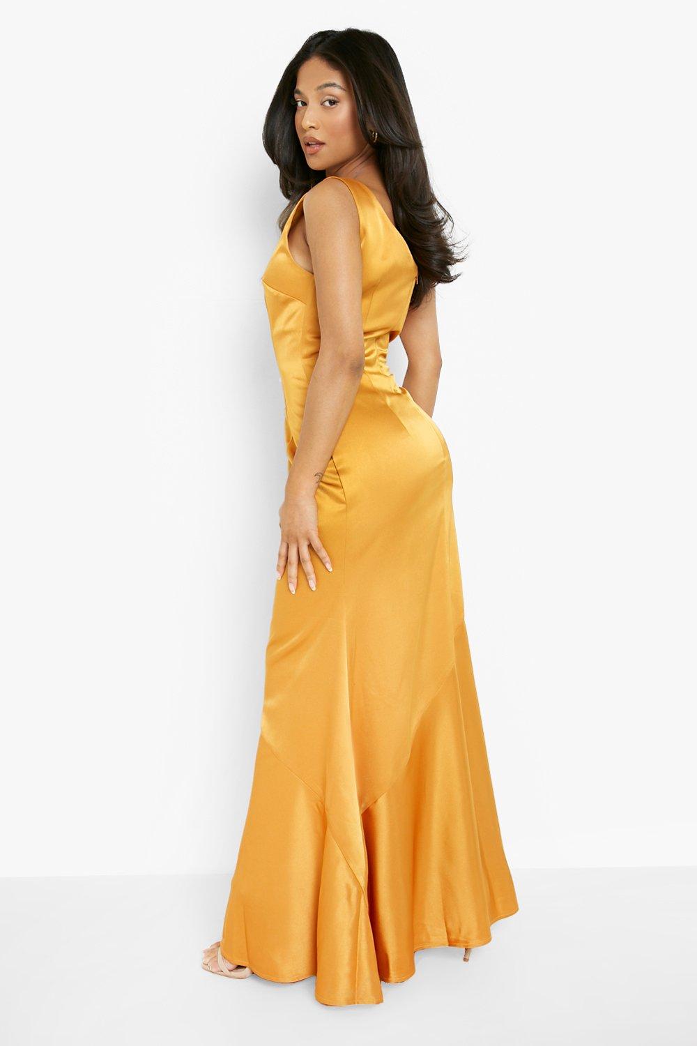 Petite Premium Satin Bias Cut Maxi Dress boohoo DK